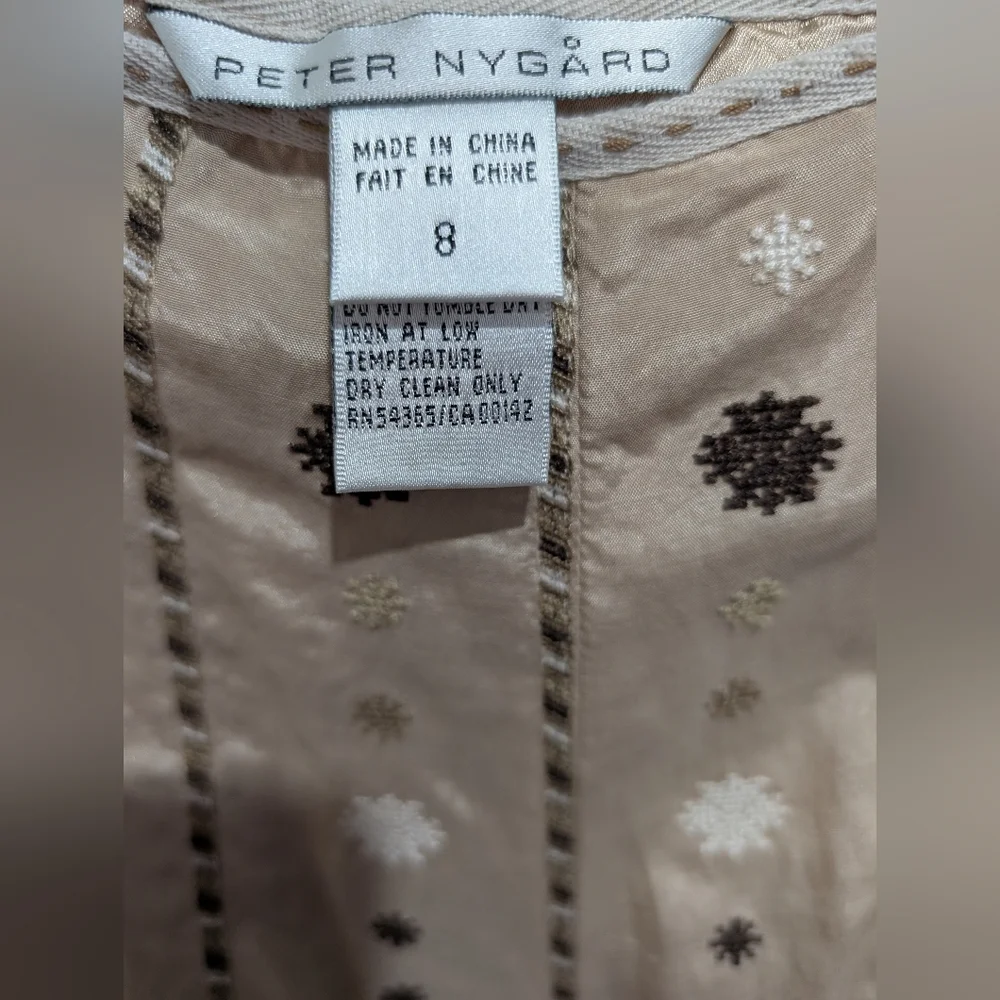 Peter Nygard Beige Boho Embroidered A-Line Skirt 8 - Picture 2 of 9
